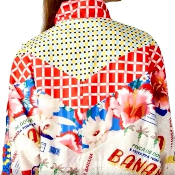 FARM Rio Carnaval Mixed Print Windbreaker with Crochet Detail - Picture 5 of 15